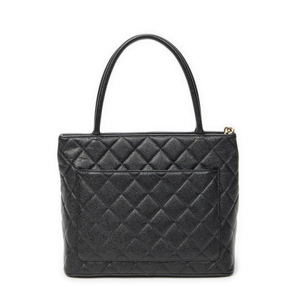 Chanel Timeless Medallion Tote Black Quilted Caviar Leather — view 5
