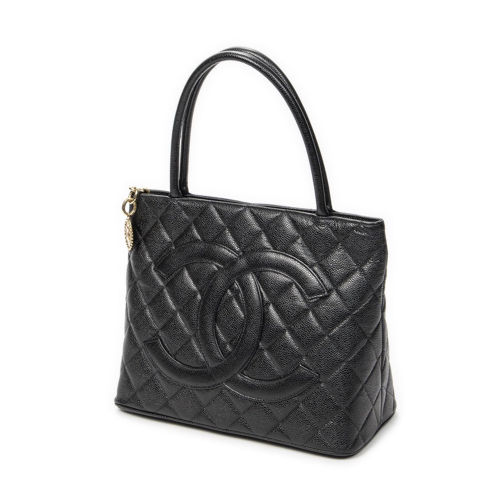 Chanel Timeless Medallion Tote Black Quilted Caviar Leather — view 2