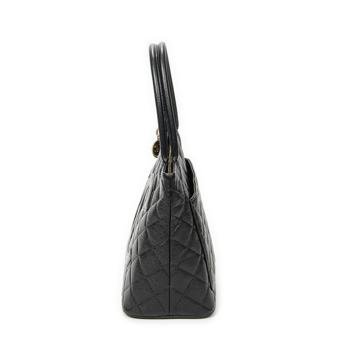 Chanel Timeless Medallion Tote Black Quilted Caviar Leather — view 3