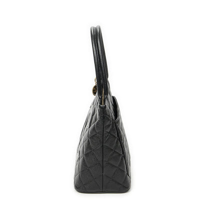 Chanel Timeless Medallion Tote Black Quilted Caviar Leather — view 3