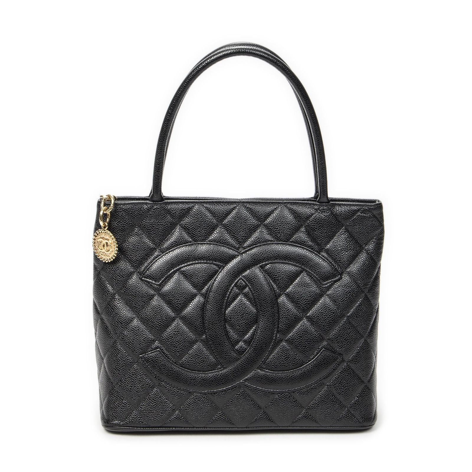 Chanel Timeless Medallion Tote Black Quilted Caviar Leather