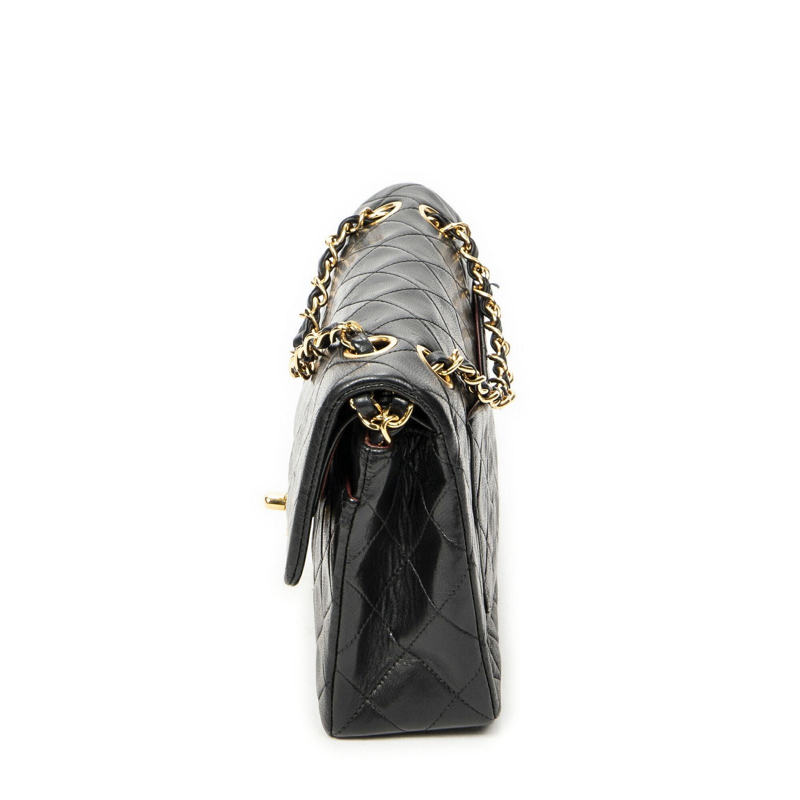 Chanel Quilted Double Flap Black Lambskin Leather — view 3