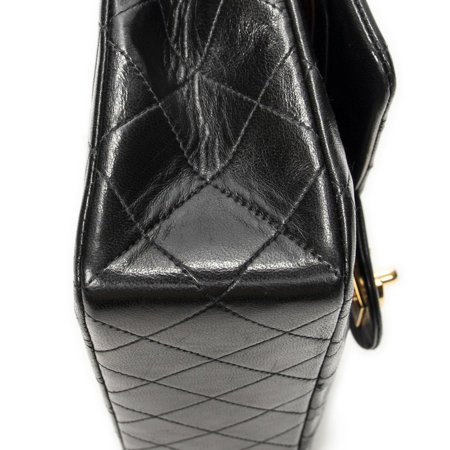 Chanel Quilted Double Flap Black Lambskin Leather — view 8