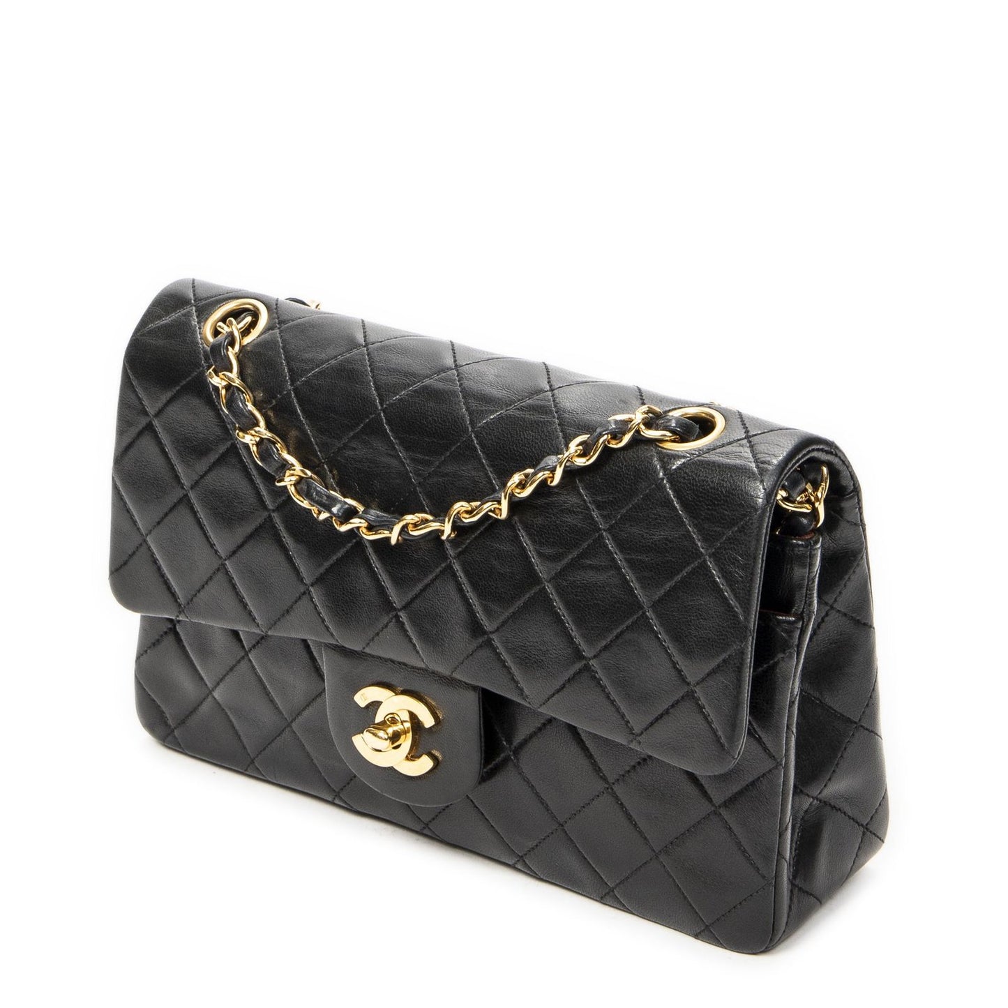 Chanel Quilted Double Flap Black Lambskin Leather — view 2