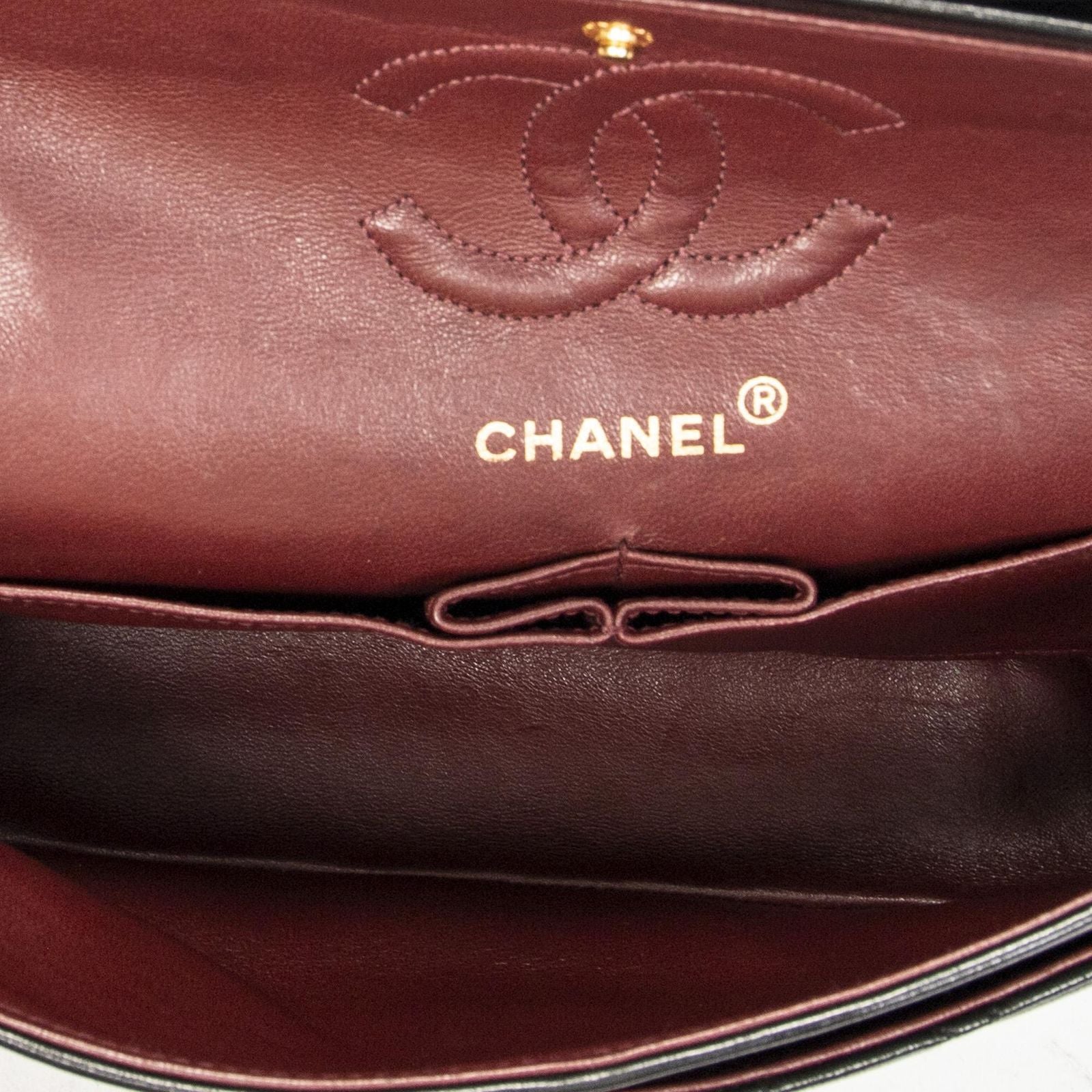 Chanel Quilted Double Flap Black Lambskin Leather — view 9