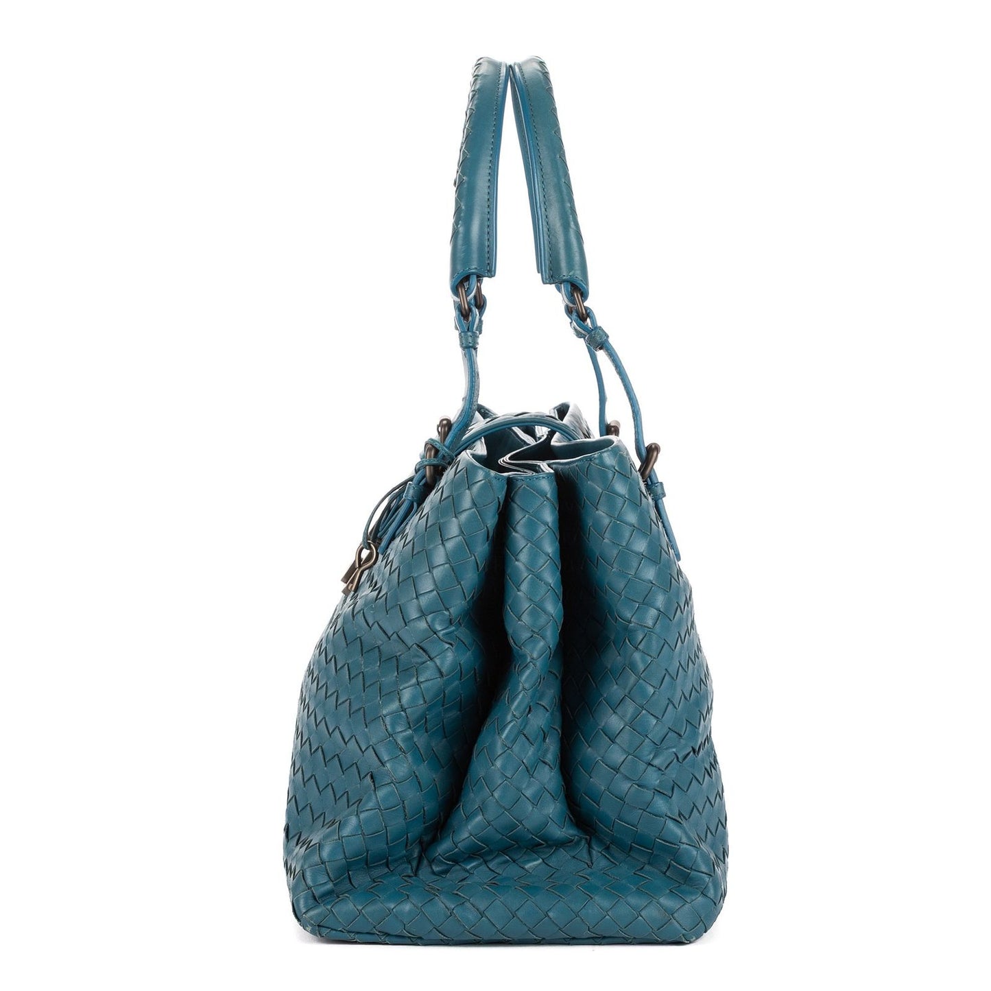 Bottega Venetaintreciatto Roma Blue Intrecciato Leather Shoulder Bag — view 3