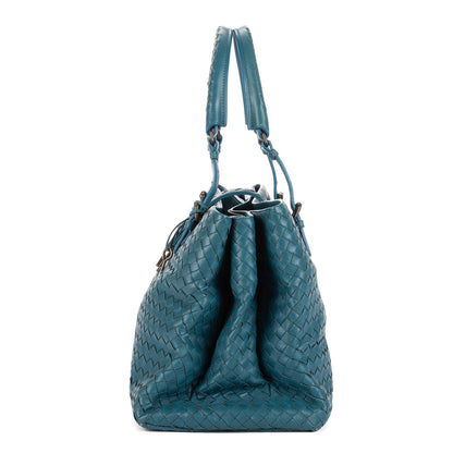 Bottega Venetaintreciatto Roma Blue Intrecciato Leather Shoulder Bag — view 3
