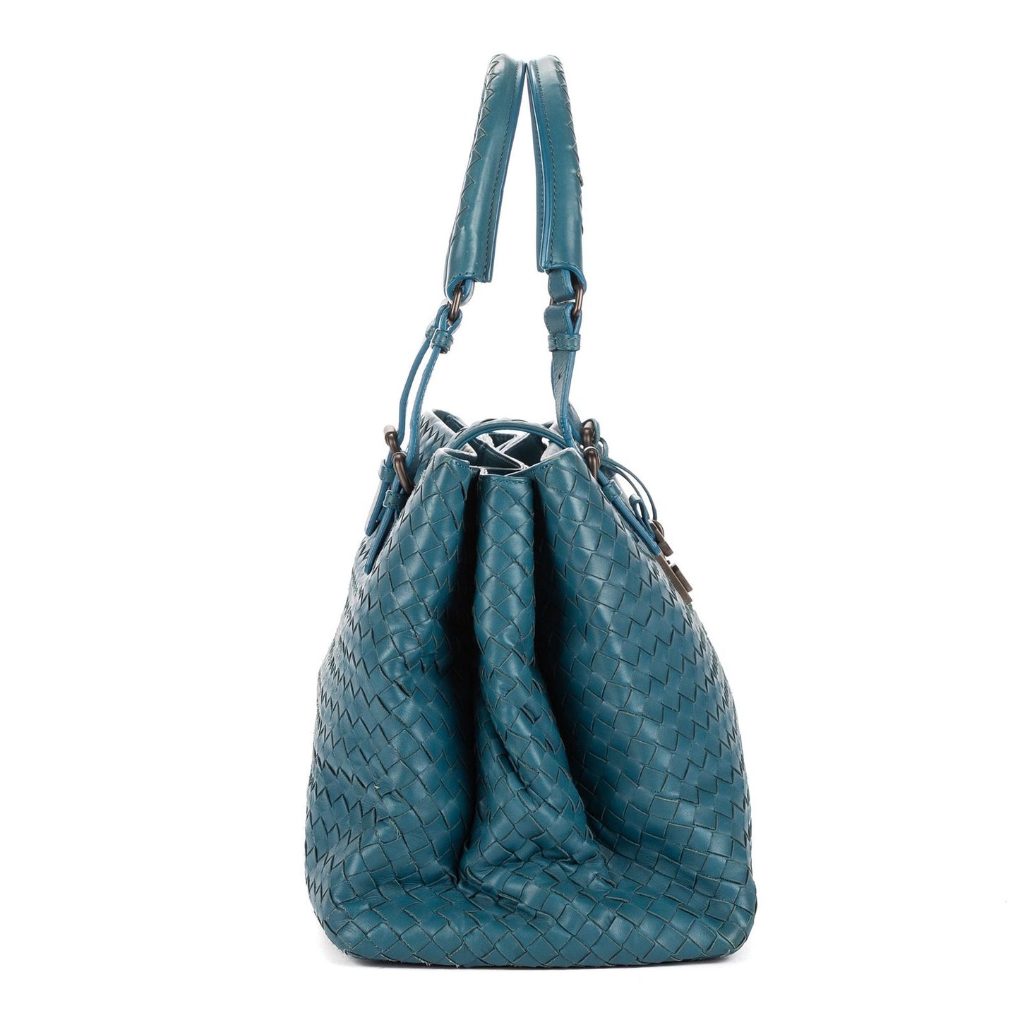 Bottega Venetaintreciatto Roma Blue Intrecciato Leather Shoulder Bag — view 4