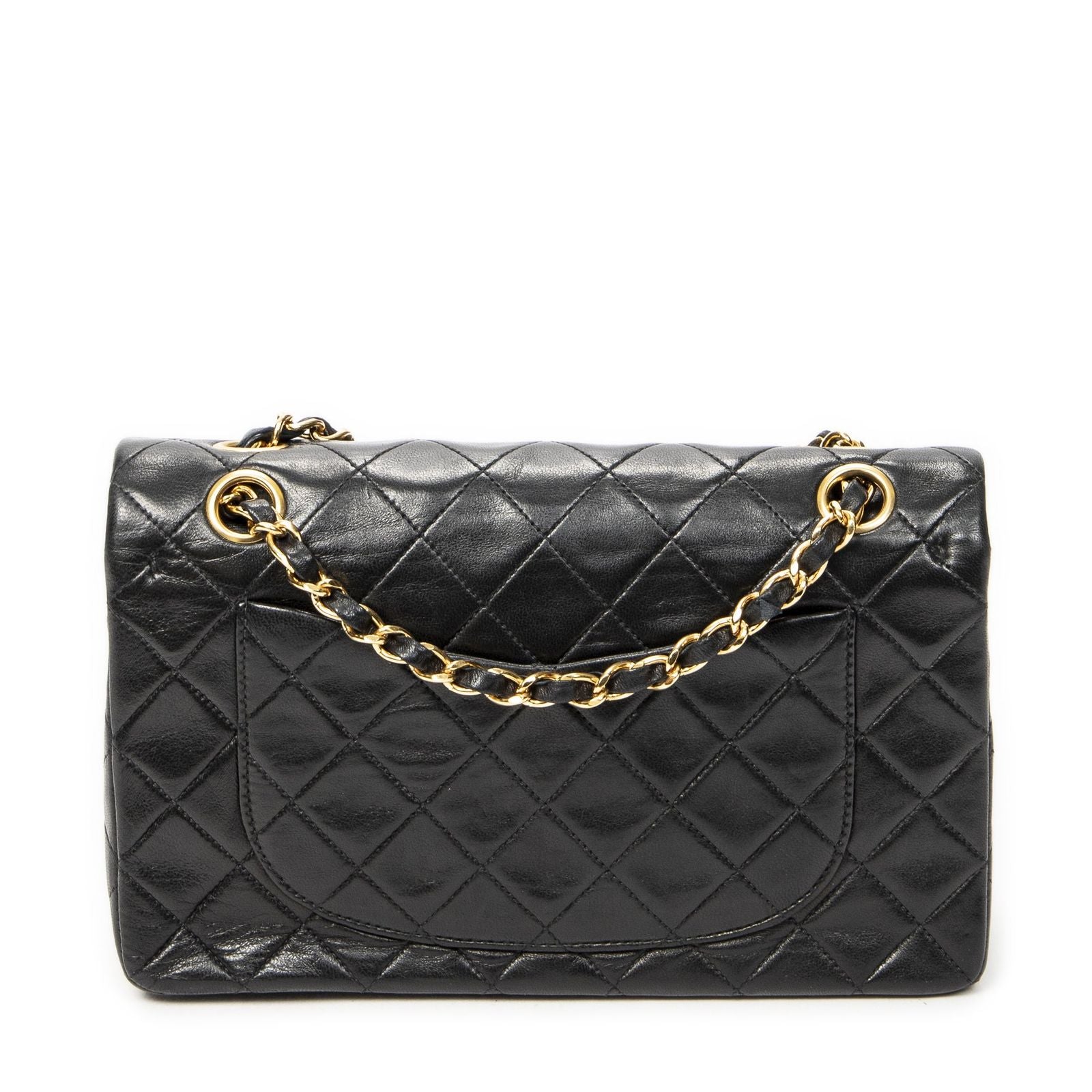 Chanel Quilted Double Flap Black Lambskin Leather — view 5