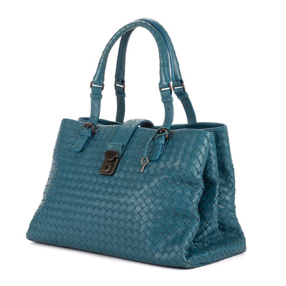 Bottega Venetaintreciatto Roma Blue Intrecciato Leather Shoulder Bag — view 2