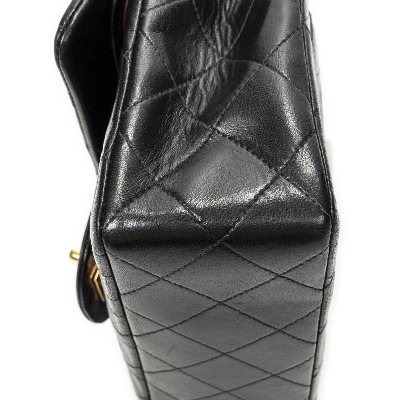 Chanel Quilted Double Flap Black Lambskin Leather — view 7
