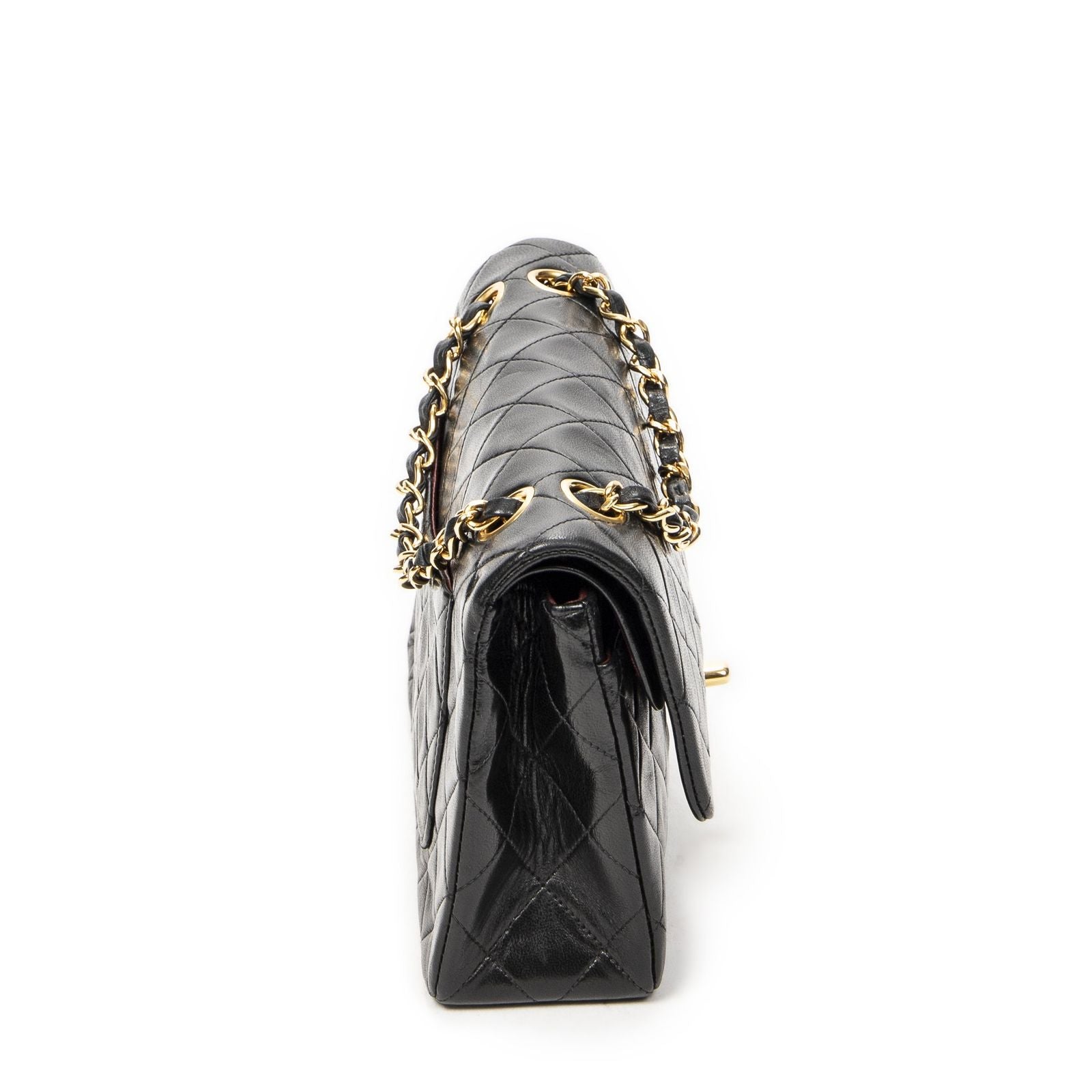 Chanel Quilted Double Flap Black Lambskin Leather — view 4