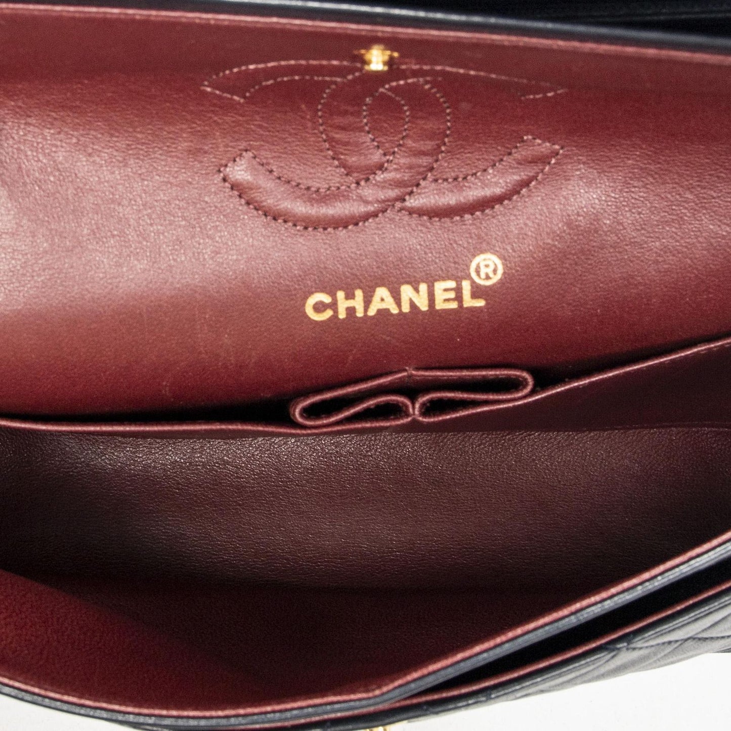 Chanel Quilted Double Flap Navy Lambskin Leather — view 9