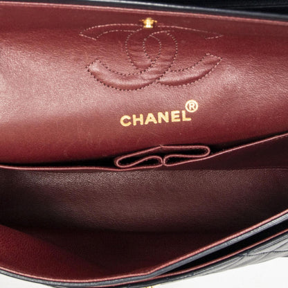 Chanel Quilted Double Flap Navy Lambskin Leather — view 9