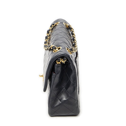 Chanel Quilted Double Flap Navy Lambskin Leather — view 3