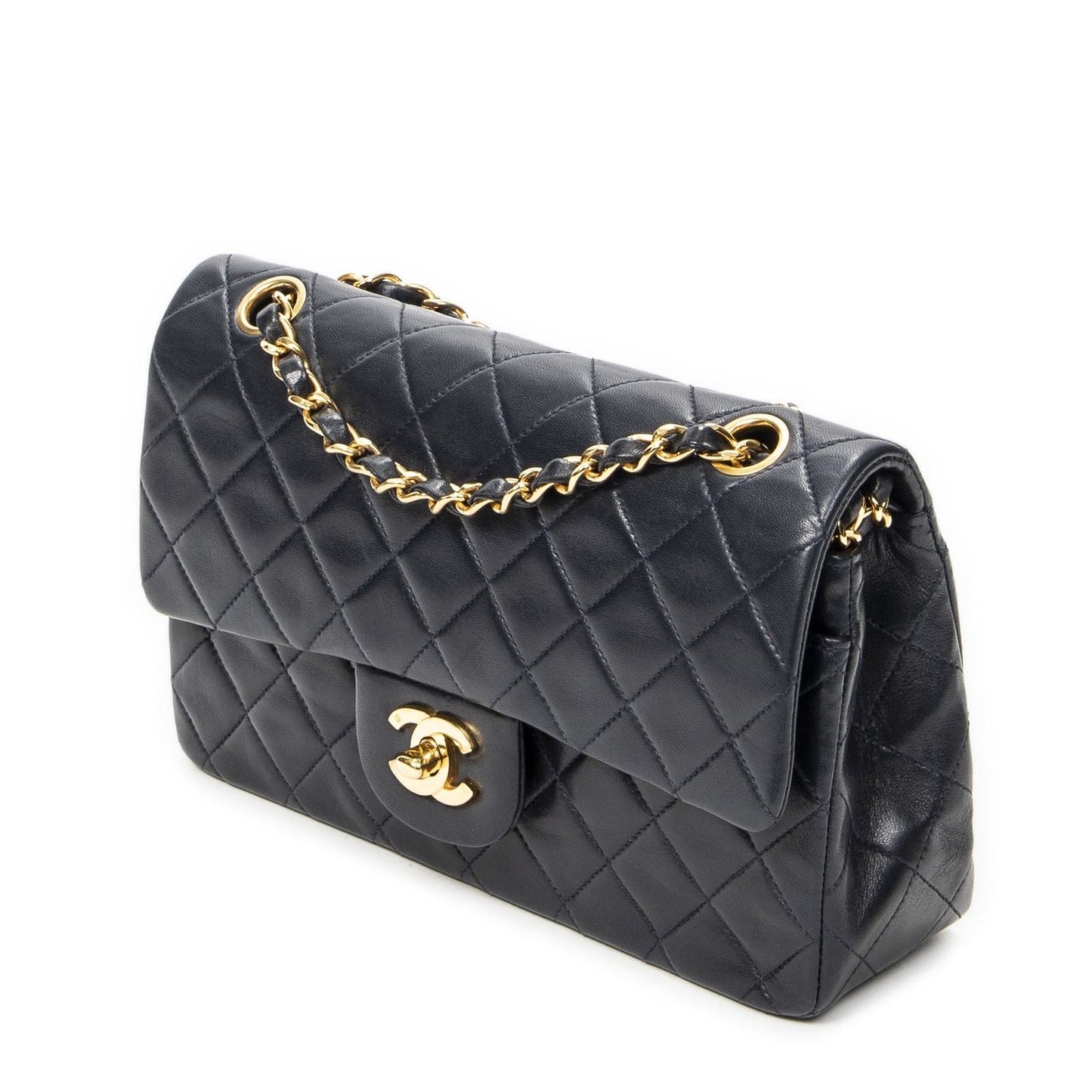 Chanel Quilted Double Flap Navy Lambskin Leather — view 2