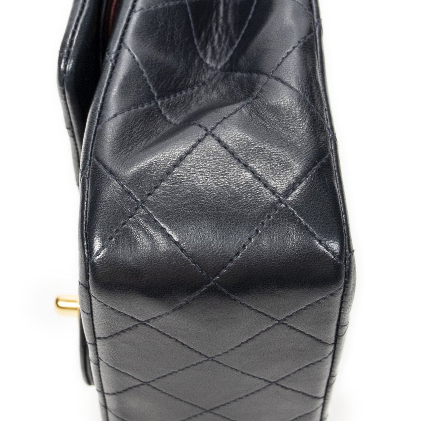 Chanel Quilted Double Flap Navy Lambskin Leather — view 8