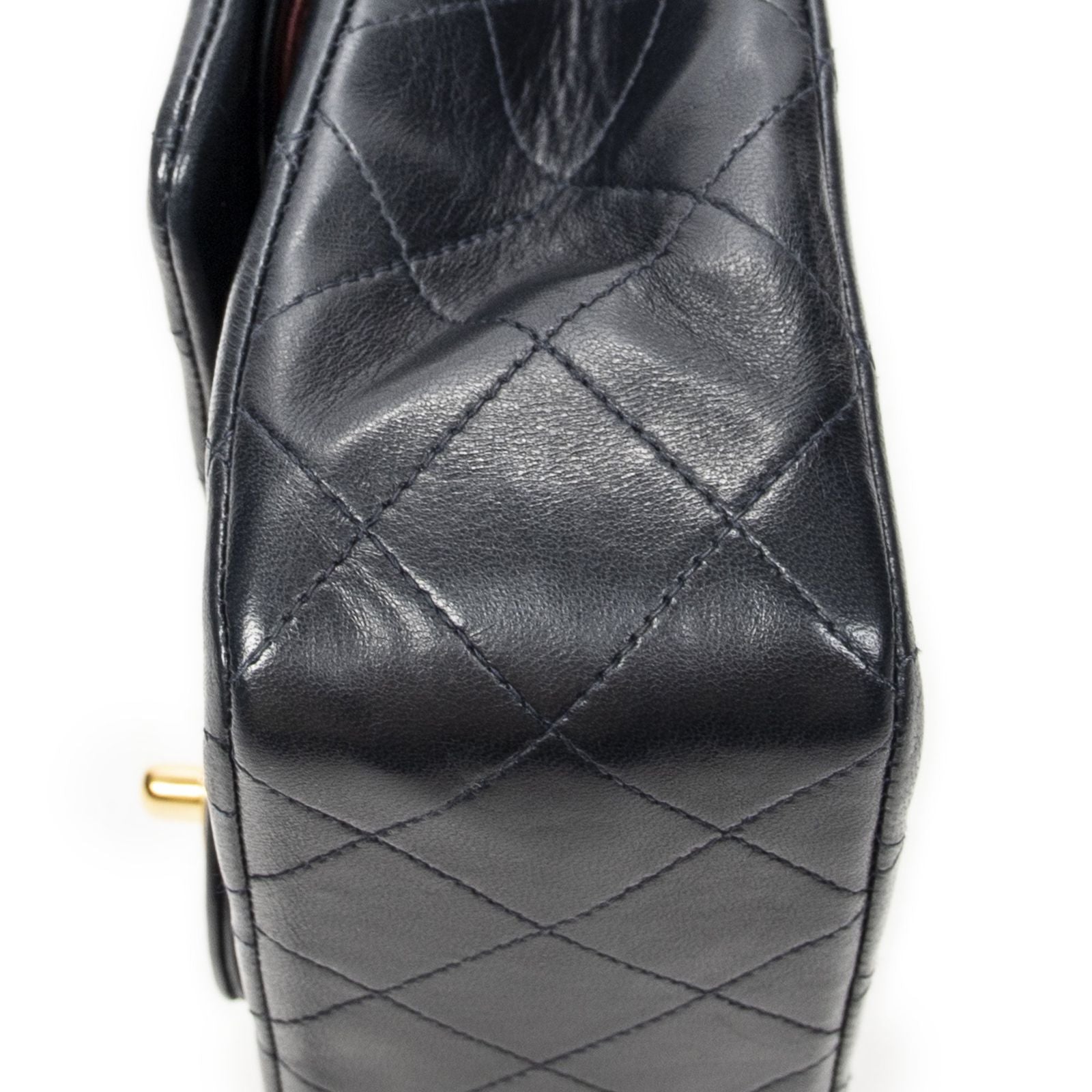 Chanel Quilted Double Flap Navy Lambskin Leather — view 8