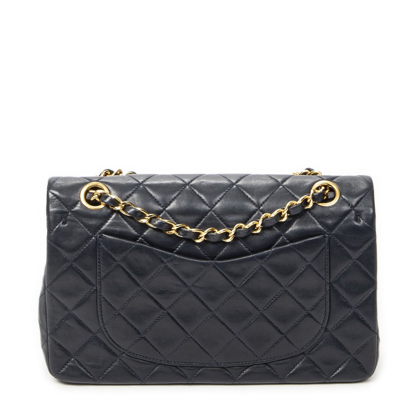Chanel Quilted Double Flap Navy Lambskin Leather — view 5