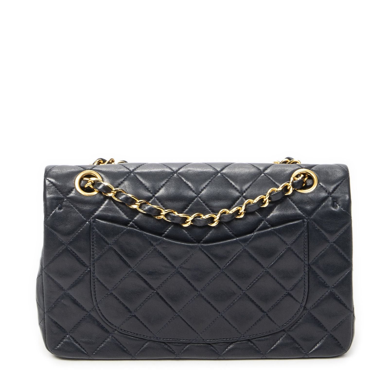 Chanel Quilted Double Flap Navy Lambskin Leather — view 5