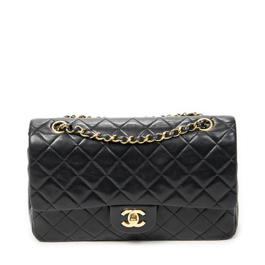Chanel Quilted Double Flap Black Lambskin Leather