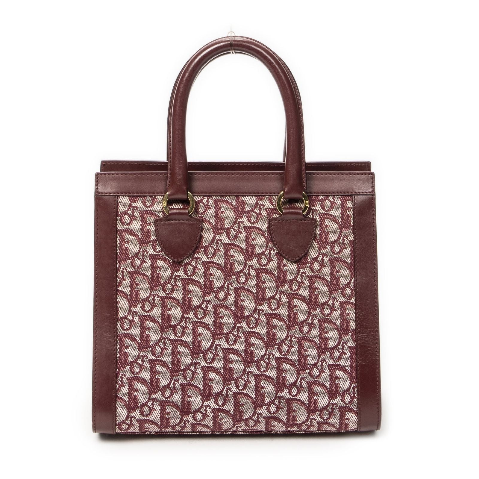 Dior Small Trotter Front Pocket Tote Burgundy Pattern Canvas — view 5
