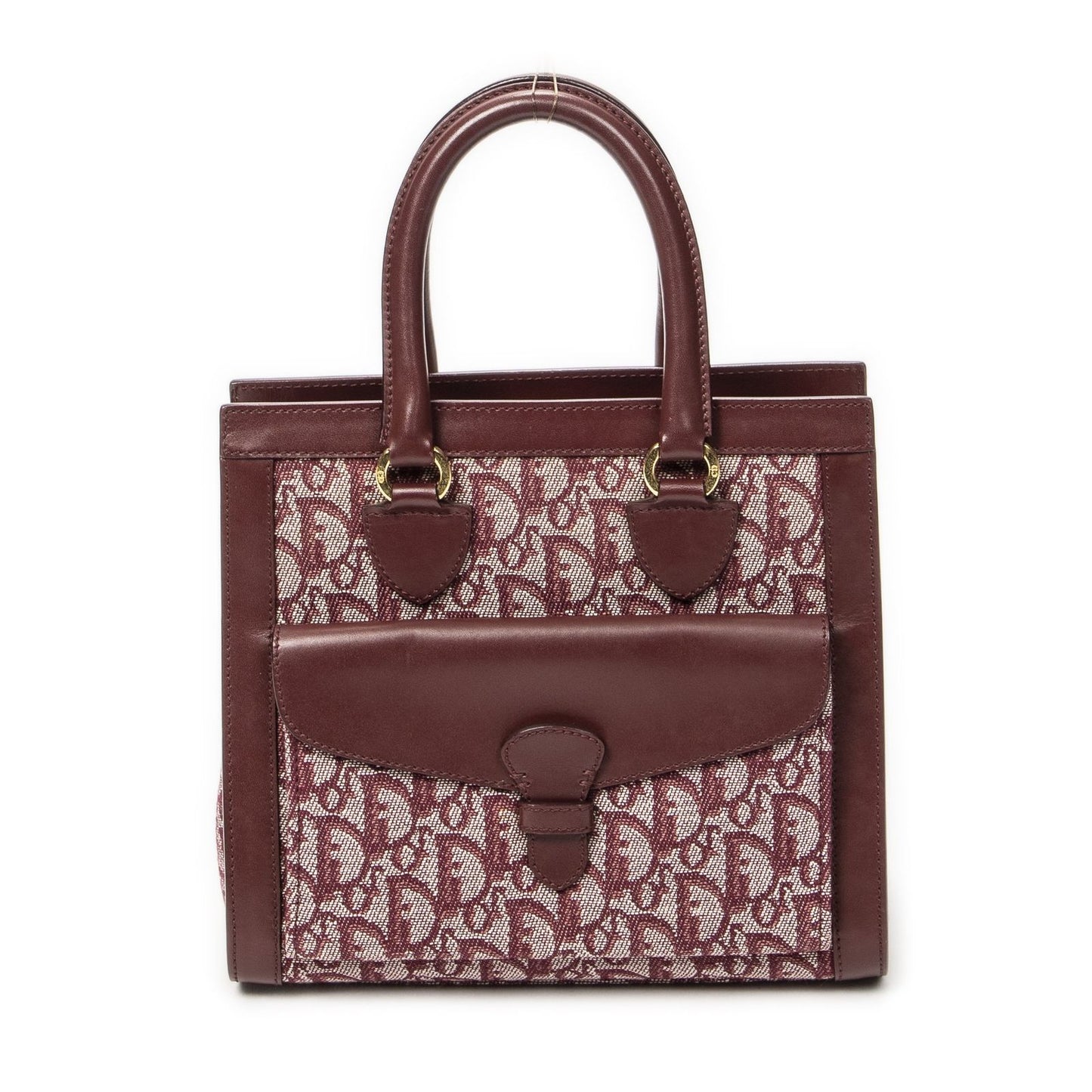 Dior Small Trotter Front Pocket Tote Burgundy Pattern Canvas