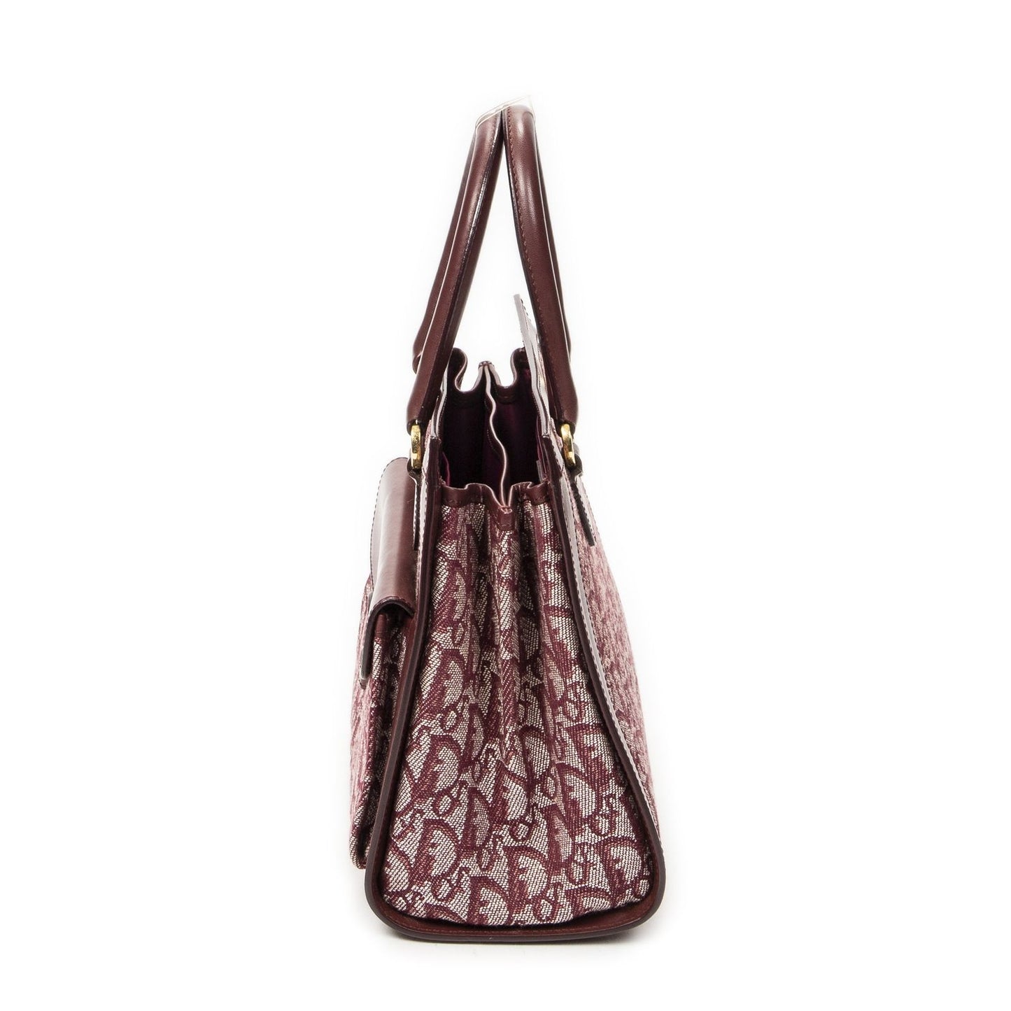 Dior Small Trotter Front Pocket Tote Burgundy Pattern Canvas — view 3