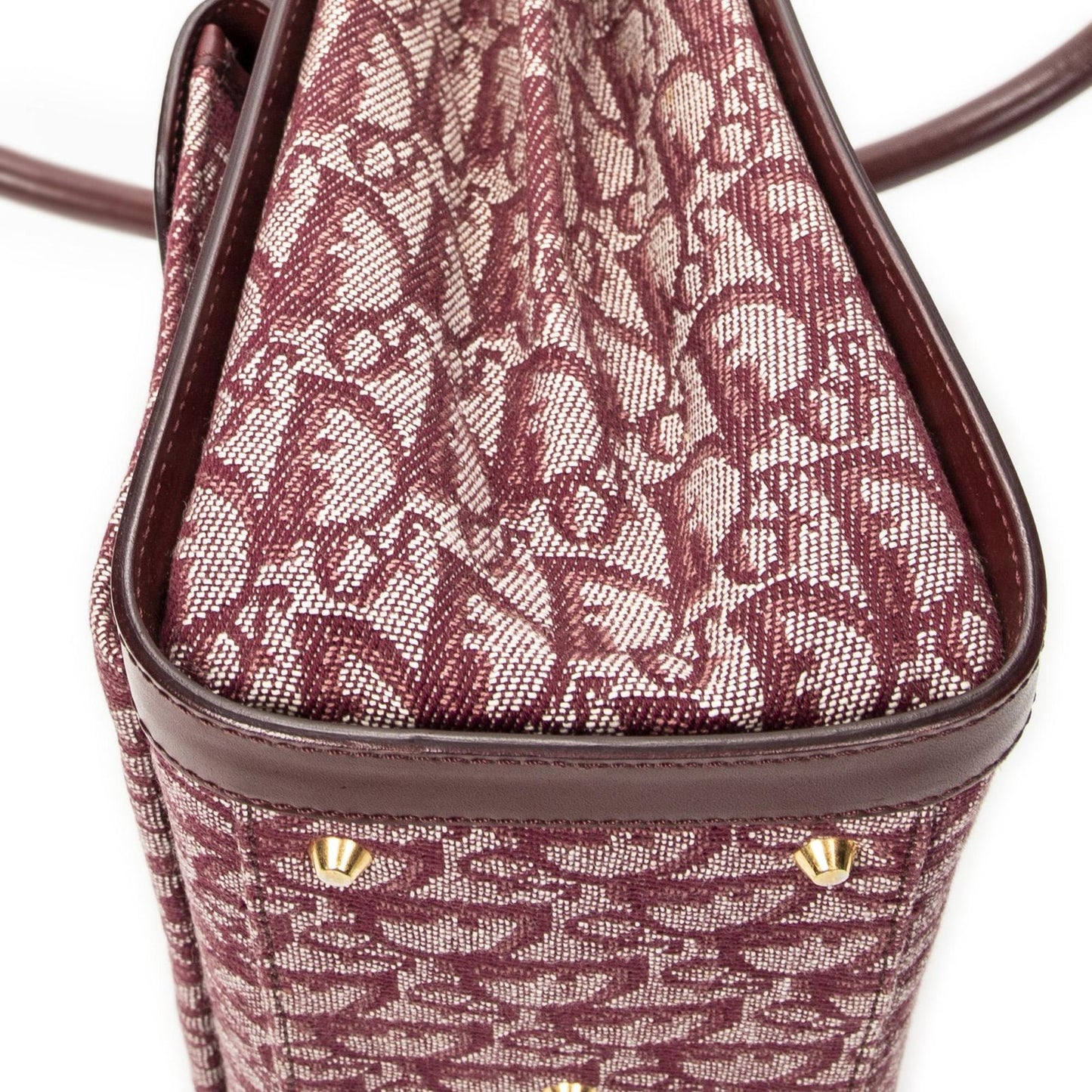 Dior Small Trotter Front Pocket Tote Burgundy Pattern Canvas — view 8