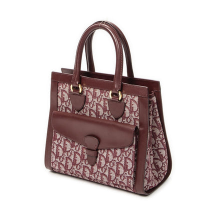 Dior Small Trotter Front Pocket Tote Burgundy Pattern Canvas — view 2