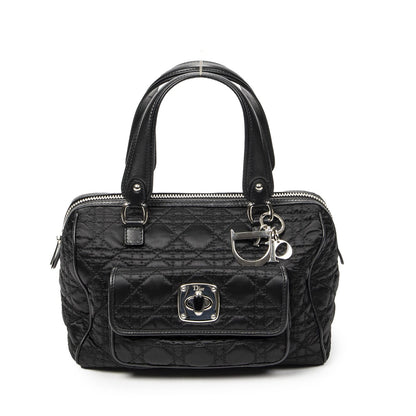 Dior Small Charming Boston Bag Black Cannage Nylon Canvas