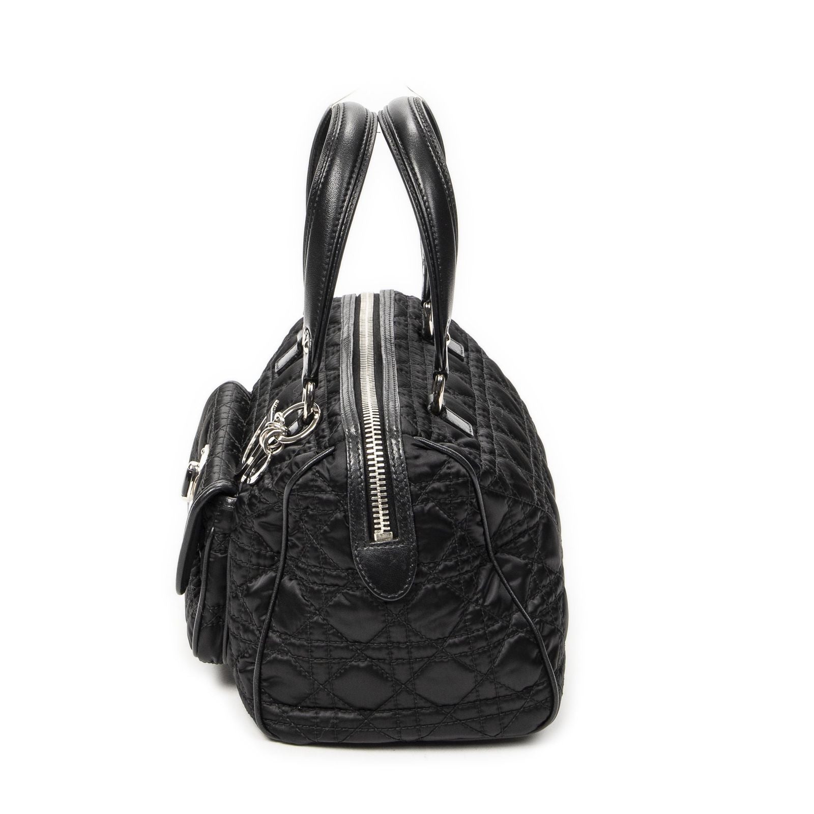 Dior Small Charming Boston Bag Black Cannage Nylon Canvas — view 3
