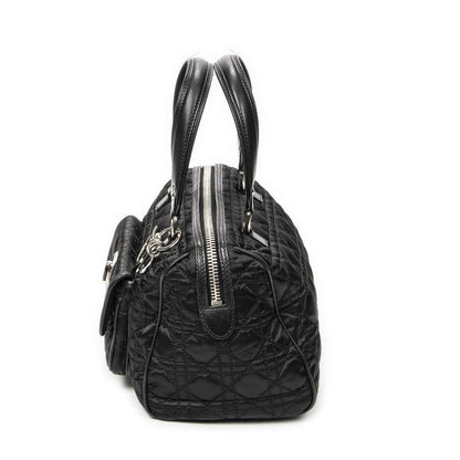 Dior Small Charming Boston Bag Black Cannage Nylon Canvas — view 3