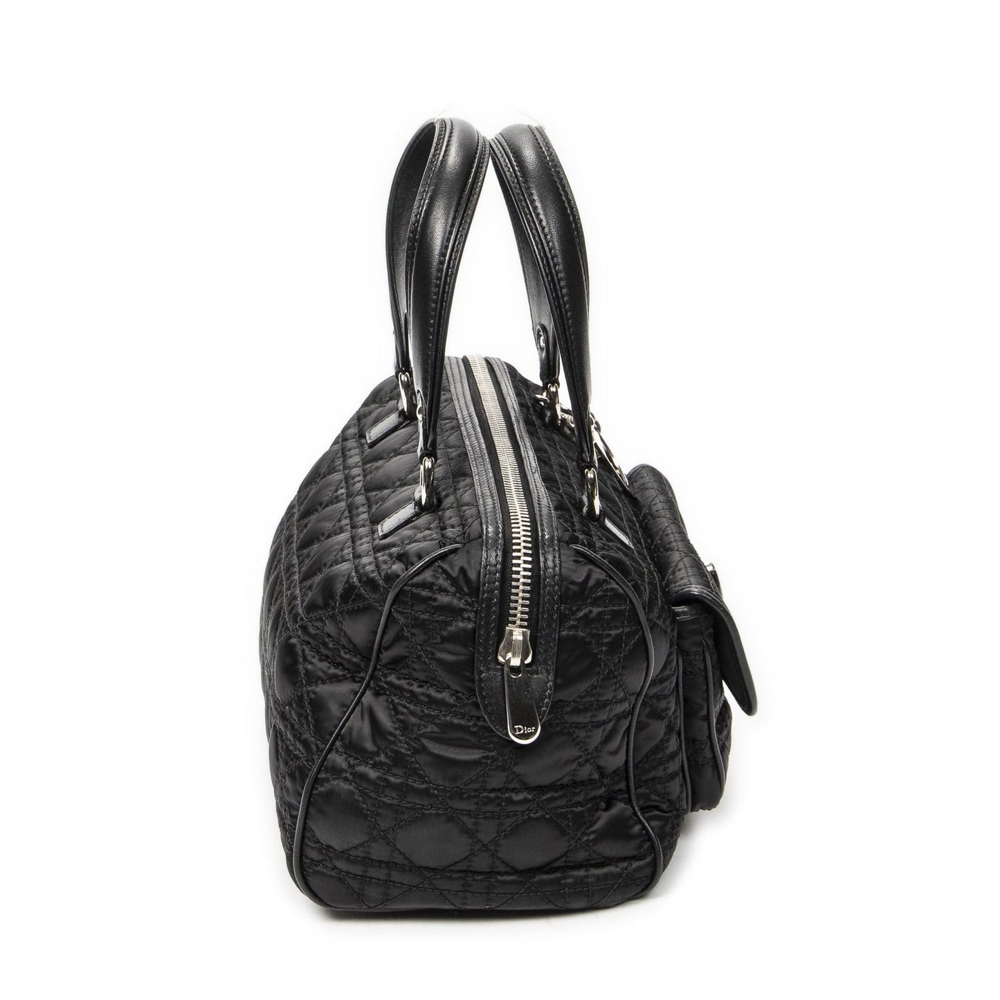 Dior Small Charming Boston Bag Black Cannage Nylon Canvas — view 4