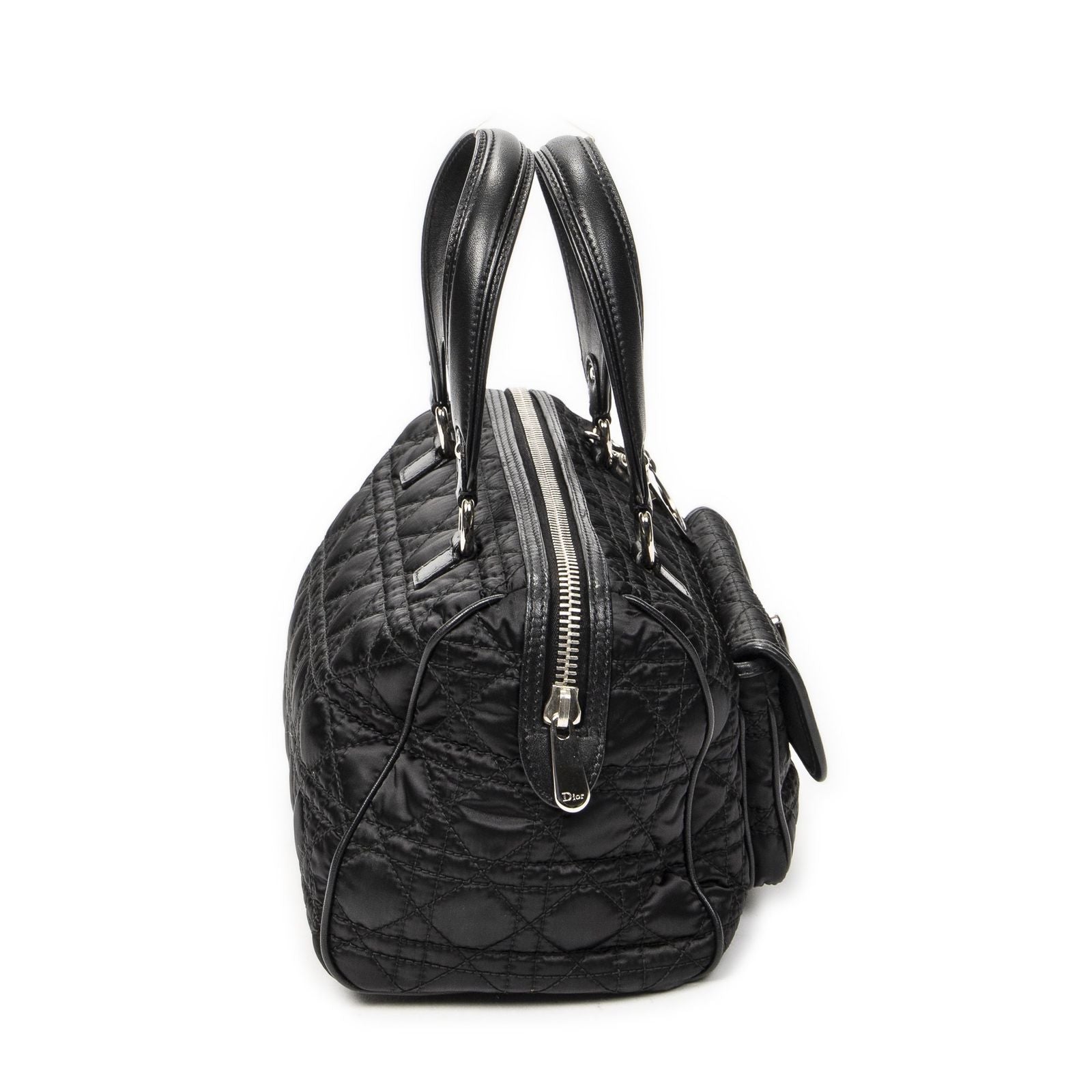 Dior Small Charming Boston Bag Black Cannage Nylon Canvas — view 4
