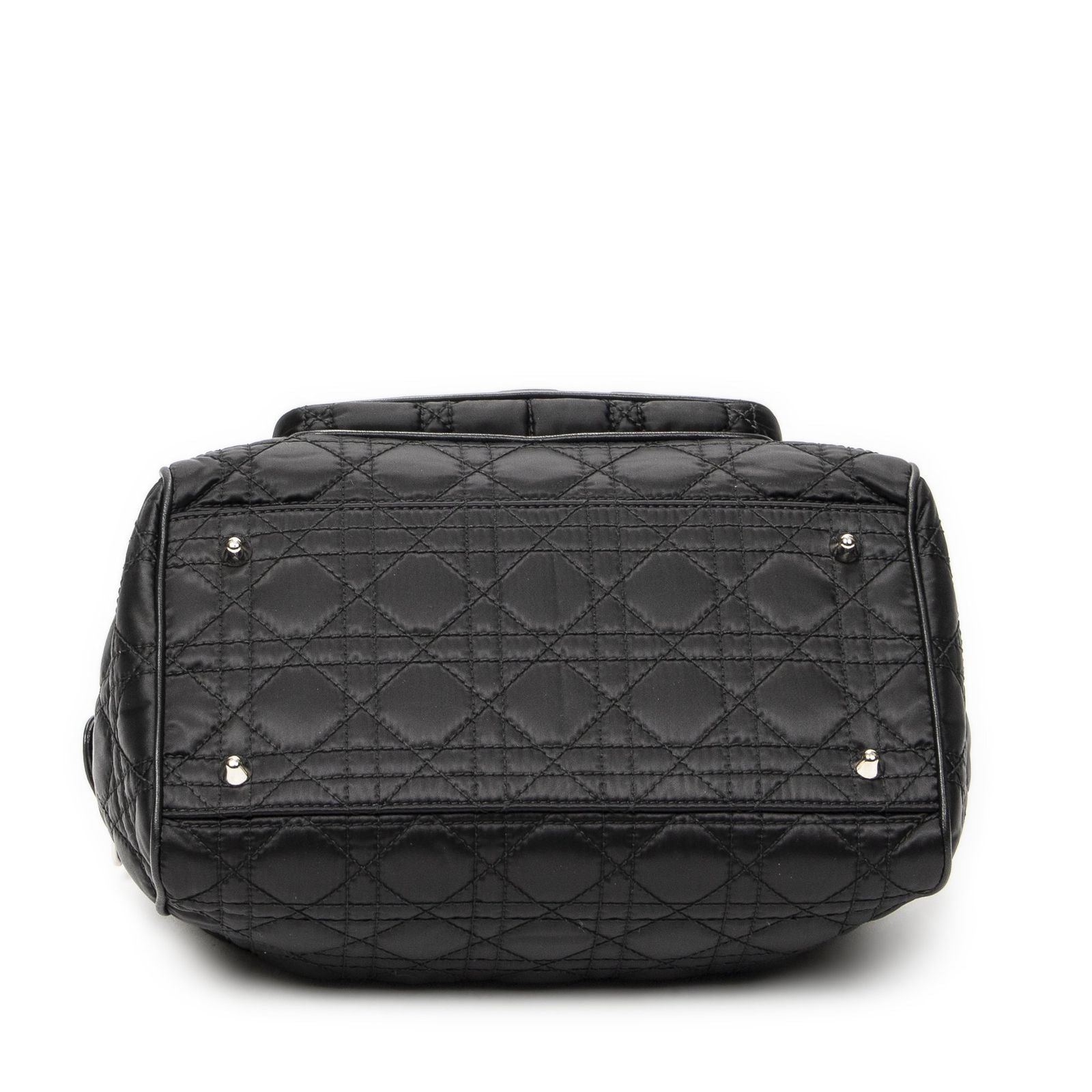 Dior Small Charming Boston Bag Black Cannage Nylon Canvas — view 6