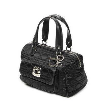 Dior Small Charming Boston Bag Black Cannage Nylon Canvas — view 2