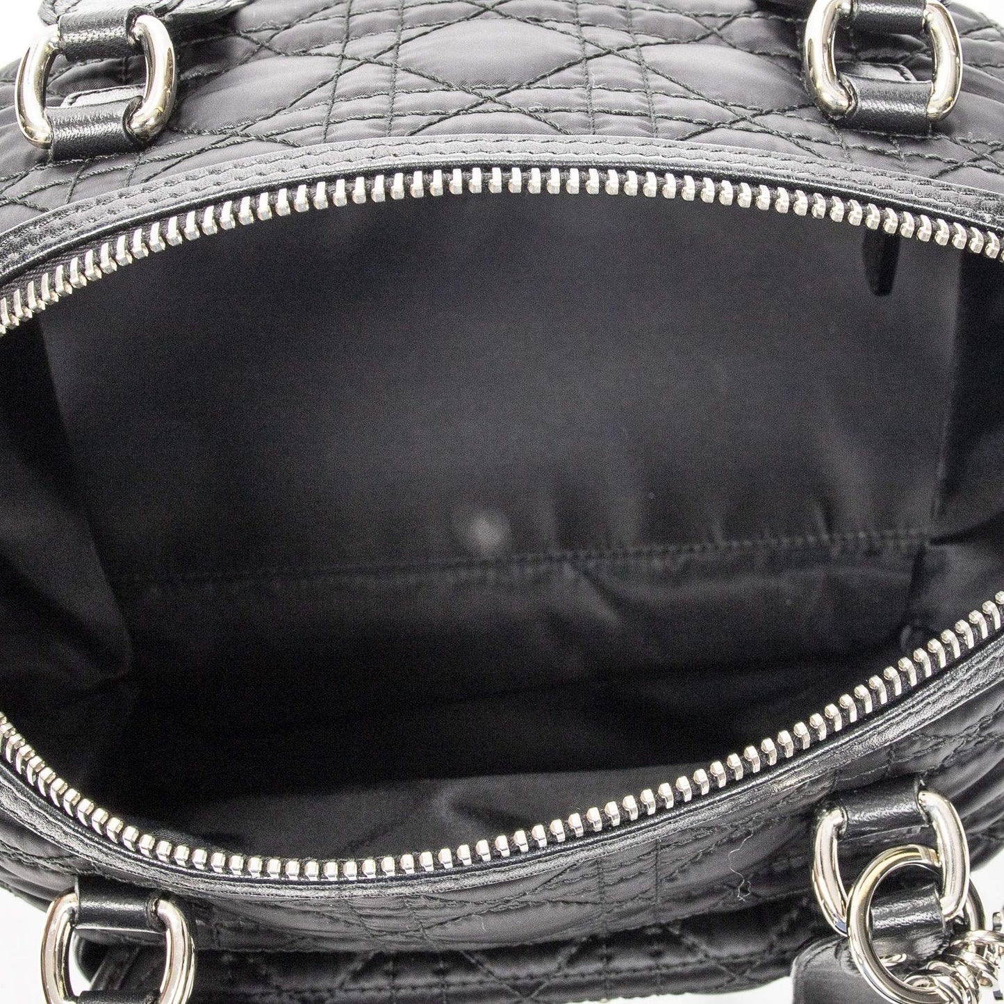 Dior Small Charming Boston Bag Black Cannage Nylon Canvas — view 9