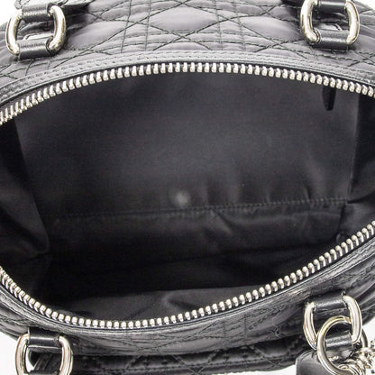 Dior Small Charming Boston Bag Black Cannage Nylon Canvas — view 9