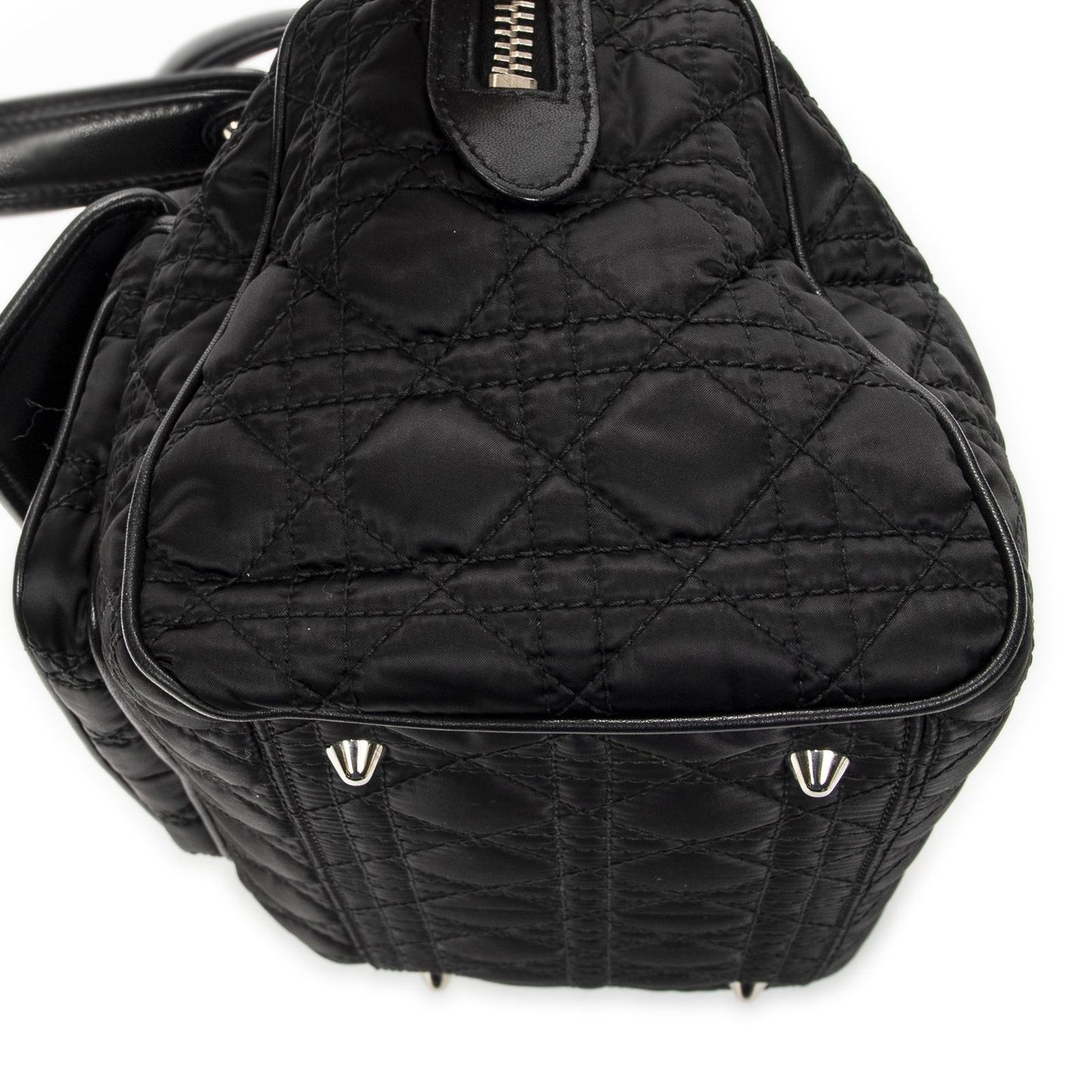 Dior Small Charming Boston Bag Black Cannage Nylon Canvas — view 8