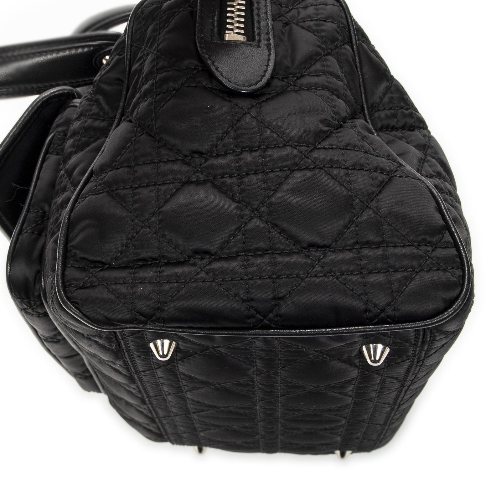 Dior Small Charming Boston Bag Black Cannage Nylon Canvas — view 8