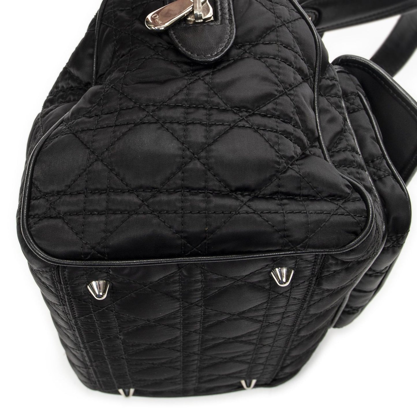Dior Small Charming Boston Bag Black Cannage Nylon Canvas — view 7