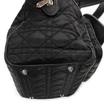 Dior Small Charming Boston Bag Black Cannage Nylon Canvas — view 7