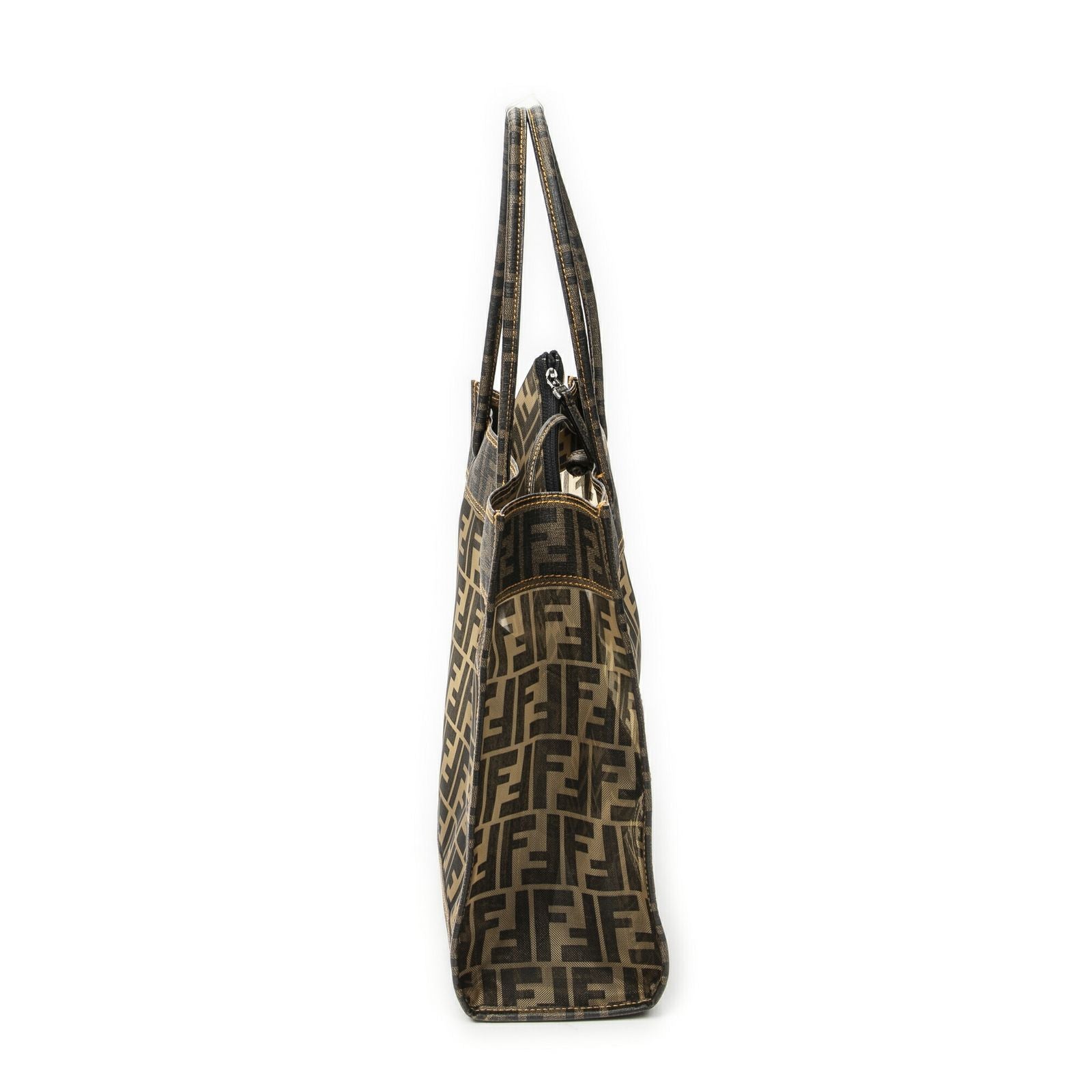 Fendi Mesh FF Tote Brown Zucca Gray Canvas — view 3