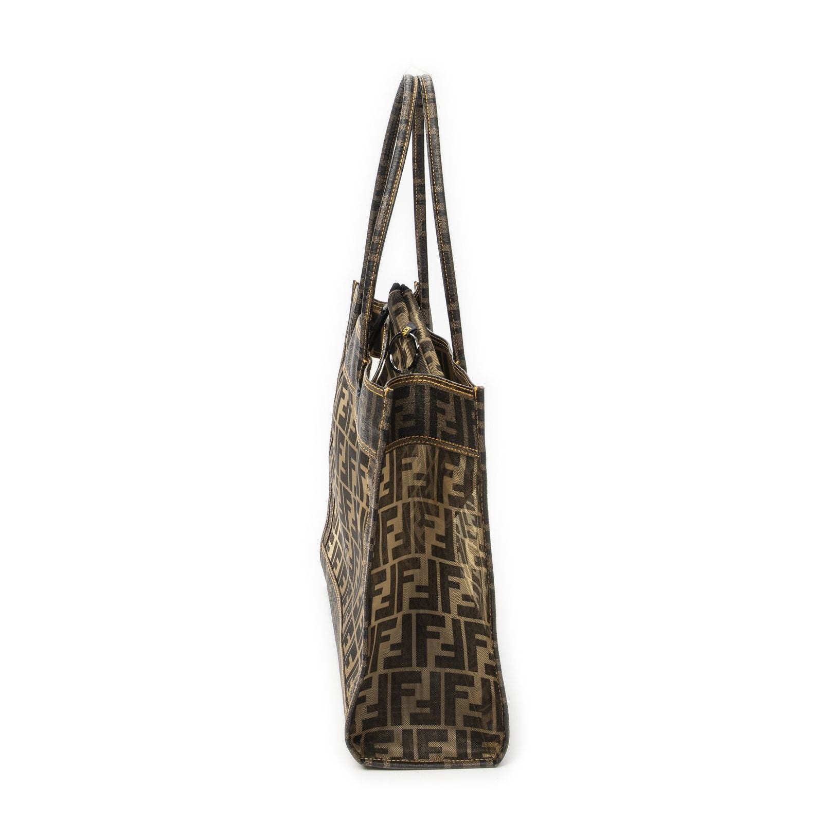 Fendi Mesh FF Tote Brown Zucca Gray Canvas — view 4