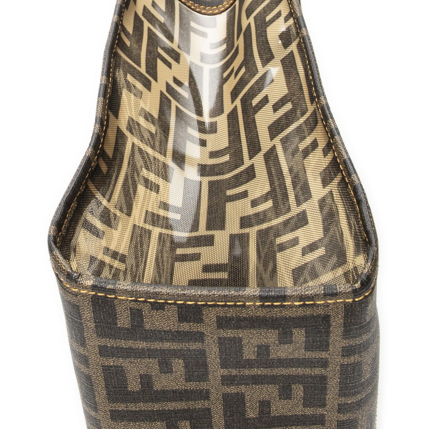 Fendi Mesh FF Tote Brown Zucca Gray Canvas — view 7