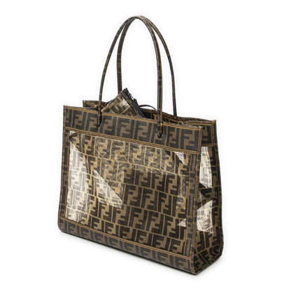 Fendi Mesh FF Tote Brown Zucca Gray Canvas — view 2
