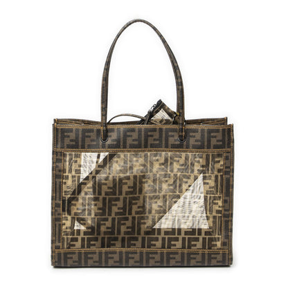 Fendi Mesh FF Tote Brown Zucca Gray Canvas — view 5