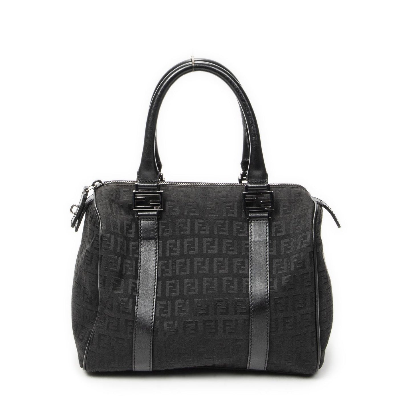 Fendi Forever Bauletto Boston Bag Black Zucchino Canvas — view 5