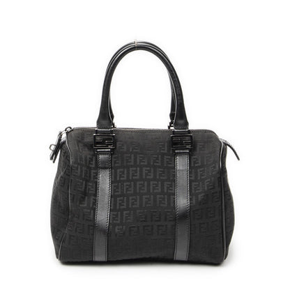 Fendi Forever Bauletto Boston Bag Black Zucchino Canvas — view 5